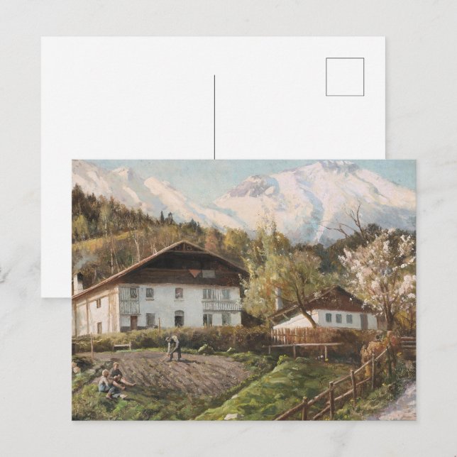 A Scene of mountains, with pink light | Landscape Postcard (Front/Back)