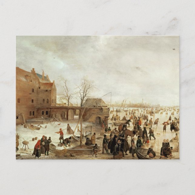 A Scene on the Ice near a Town, c.1615 Postcard (Front)
