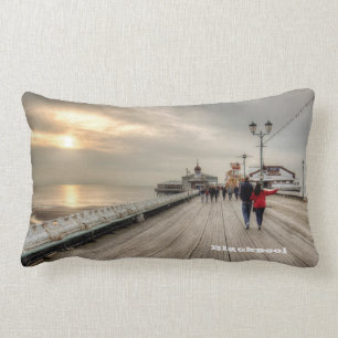 A Scenic Coastal View Blackpool Pier Lumbar Cushion