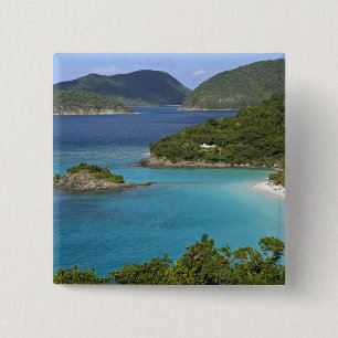 A scenic of Caneel Bay from a road at St. John 15 Cm Square Badge
