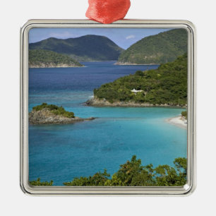 A scenic of Caneel Bay from a road at St. John Metal Tree Decoration
