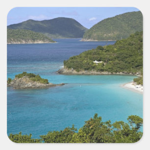 A scenic of Caneel Bay from a road at St. John Square Sticker
