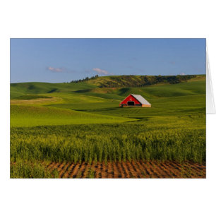 A scenic view of a barn in Moscow Idaho.