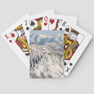 A Scenic View of Snowy Mountains and Trees. Playing Cards