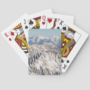 A Scenic View of Snowy Mountains and Trees. Playing Cards