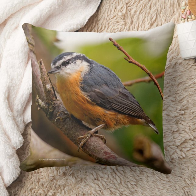 A Sceptical Red-Breasted Nuthatch Cushion (Blanket)
