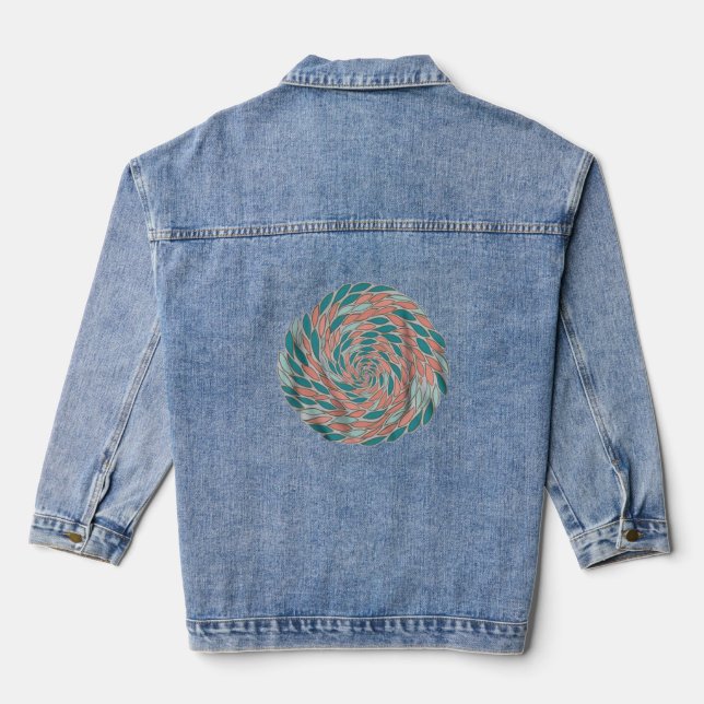 A school of fish forming a spiral, denim jacket (Back)