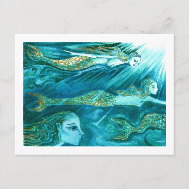 A School of Mermaids swim by Postcard (Front)