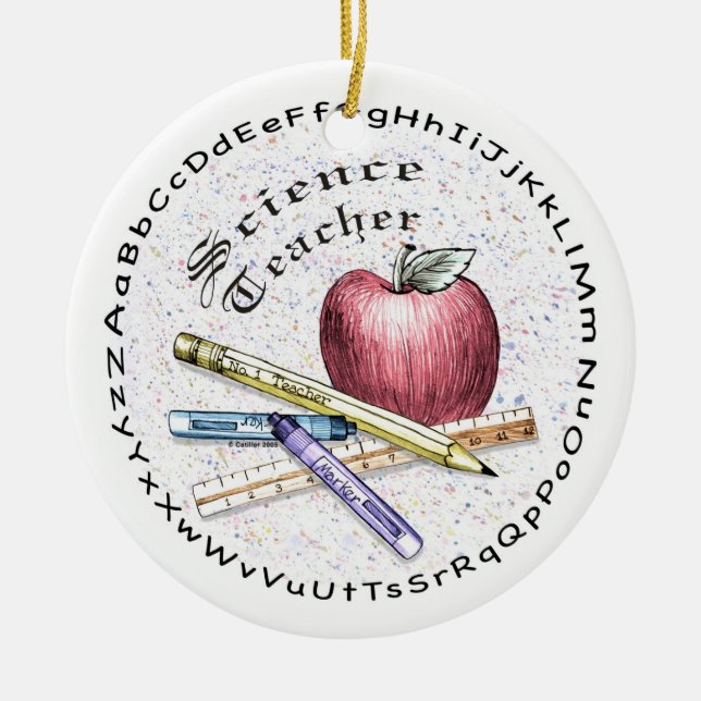 A Science Teacher Ceramic Ornament (Front)