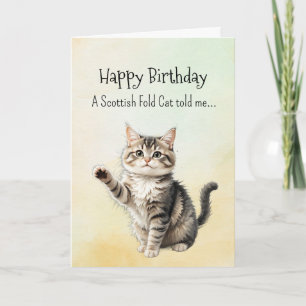 A Scottish Fold Cat Personality Birthday  Animal Card