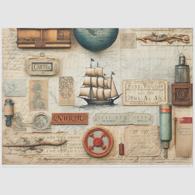 A Scrappy Nautical Series Design 10 Tissue Paper (Front)