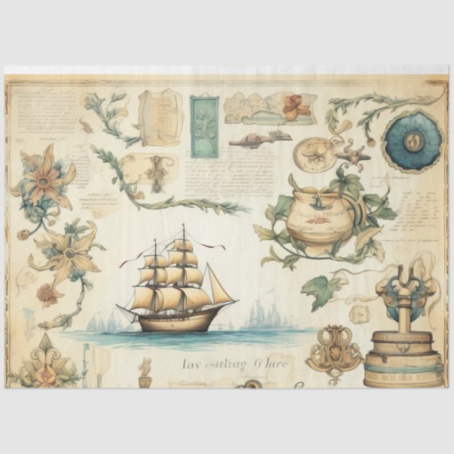 A Scrappy Nautical Series Design 13 Tissue Paper (Front)