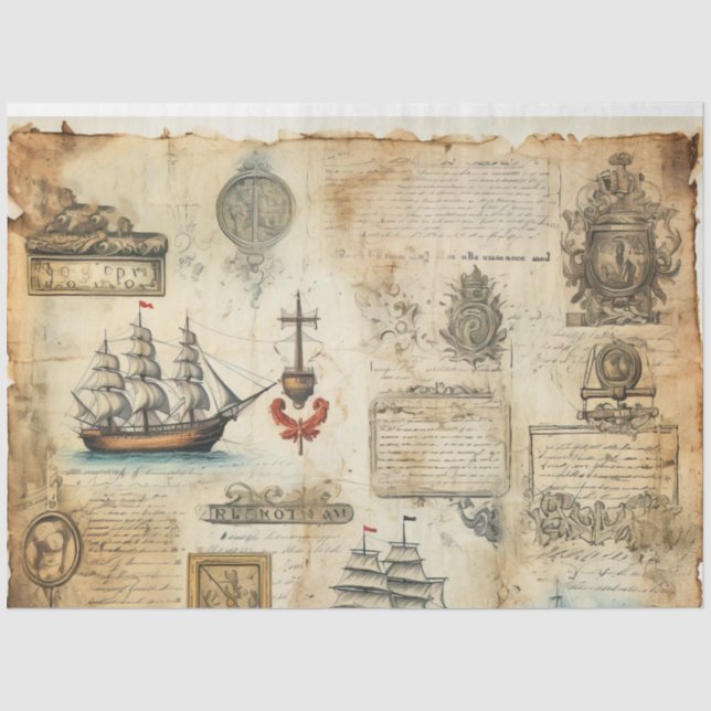 A Scrappy Nautical Series Design 17 Tissue Paper (Front)