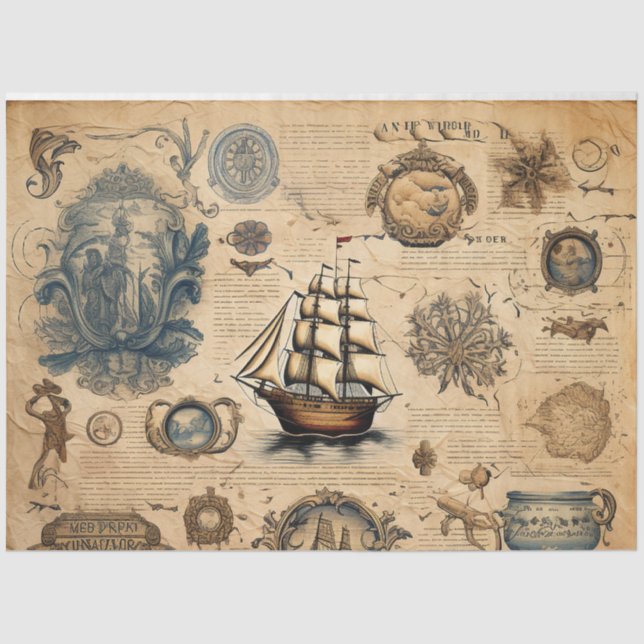 A Scrappy Nautical Series Design 23 Tissue Paper (Front)