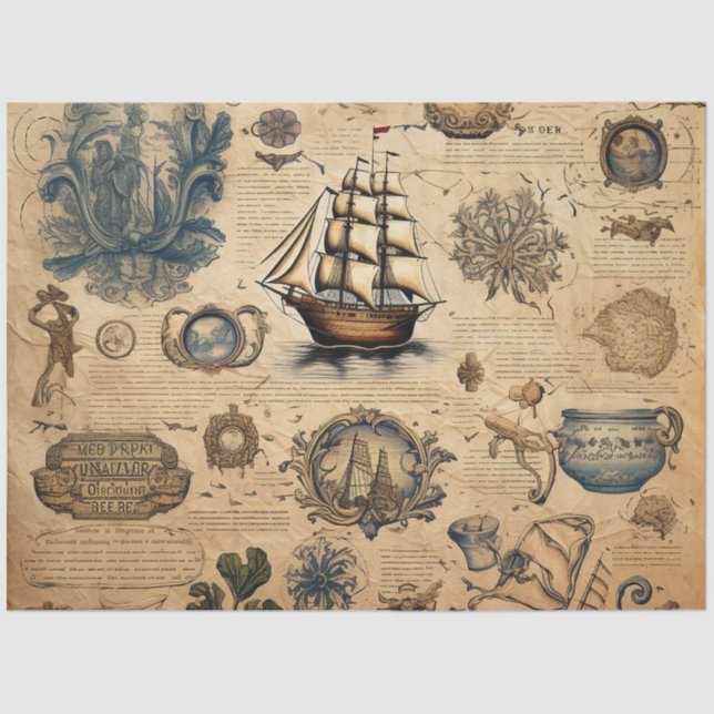 A Scrappy Nautical Series Design 24 Tissue Paper (Front)