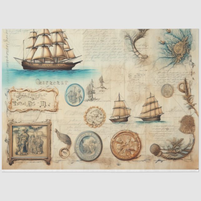 A Scrappy Nautical Series Design 4 Tissue Paper (Front)