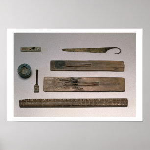 A scribe's instruments (wood, ivory, bronze and en poster