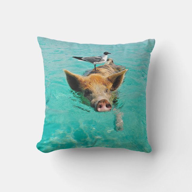 A sea gull and a pig cushion (Front)