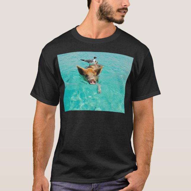 A sea gull and a pig T-Shirt (Front)