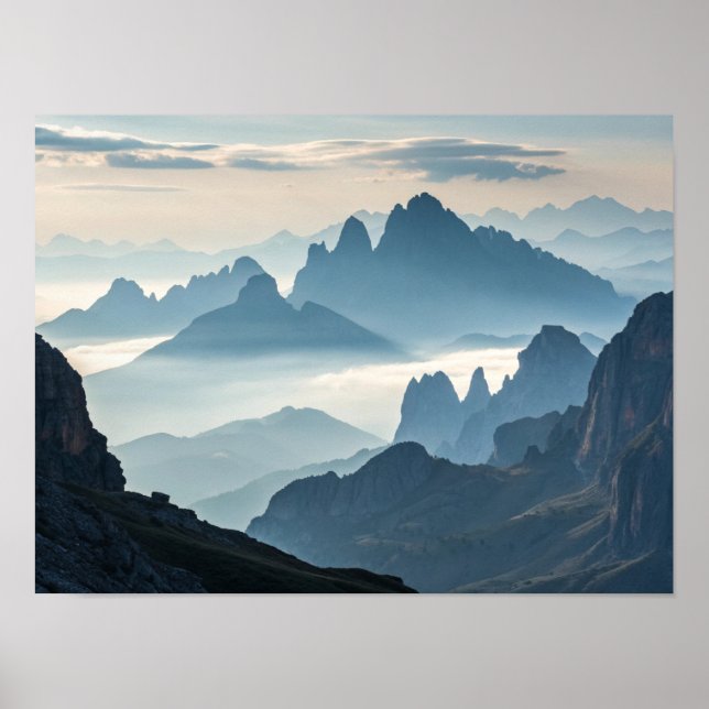 A Sea of Fog: Majestic Mountains at Sunrise Poster (Front)