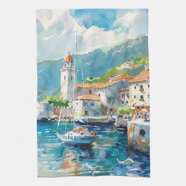 A Sea Port Tea Towel (Vertical)