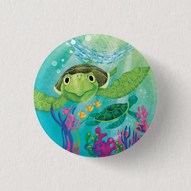 A Sea Turtle Rescue 3 Cm Round Badge (Front)