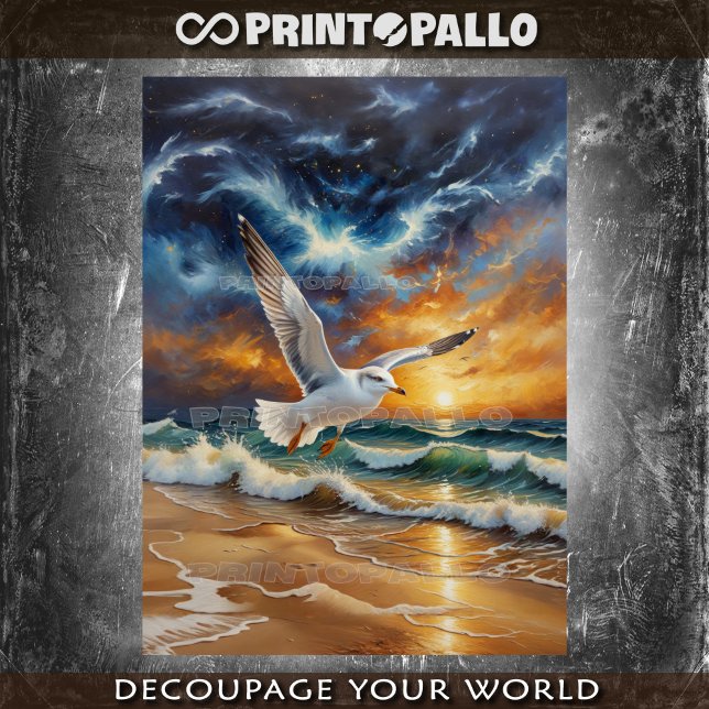 A seagull flying over the stormy ocean tissue paper (Creator Uploaded)