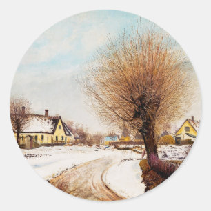 A Sealand Village. Winter by Laurits Ring Classic Round Sticker