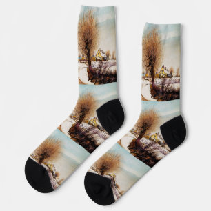 A Sealand Village. Winter by Laurits Ring Socks
