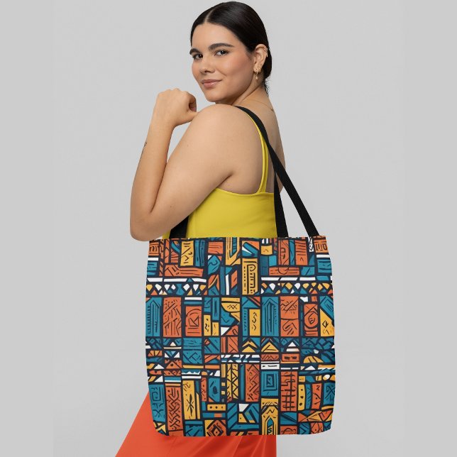 A seamless abstract pattern with various geometric tote bag (Creator Uploaded)