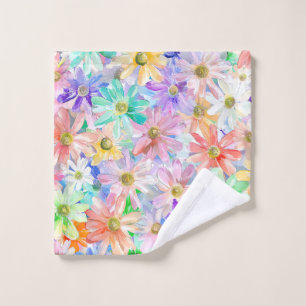A seamless pattern of colourful daisies Bath Towel Set