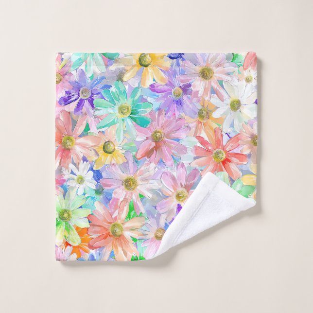  A seamless pattern of colourful daisies Bath Towel Set (Wash Cloth)