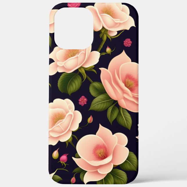 A seamless pattern with pink roses on a dark backg Case-Mate iPhone case (Back)