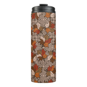 A seamless pattern with randomly arranged maple le thermal tumbler