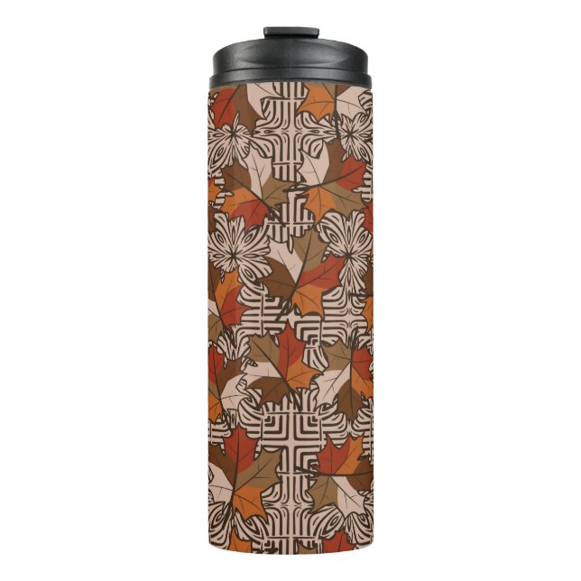 A seamless pattern with randomly arranged maple le thermal tumbler (Front)