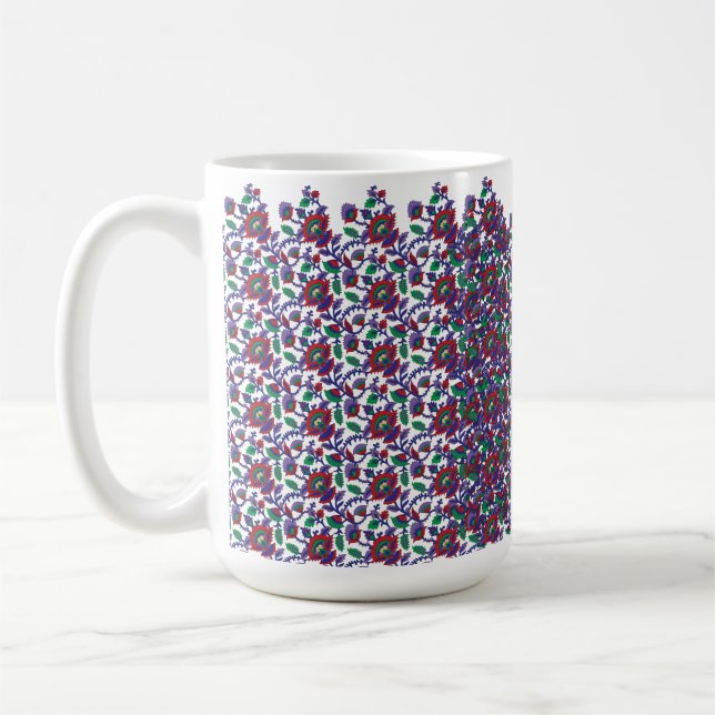 A seamless, symmetrical pattern featuring repeatin coffee mug (Left)