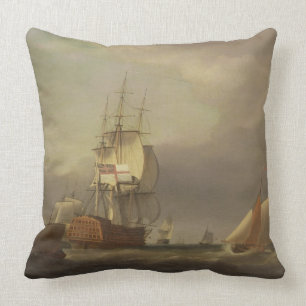 A Seascape with Men-of-War and Small Craft (oil on Cushion
