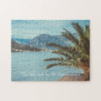 A Seascape with Mountains and a Palm Tree