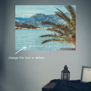 A Seascape with Mountains and a Palm Tree Poster