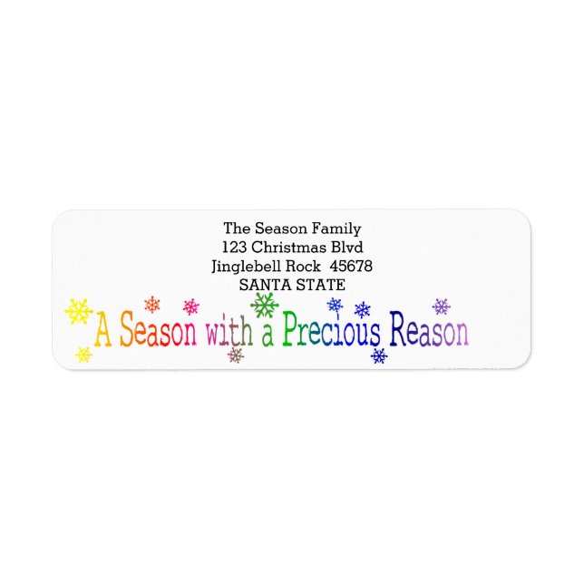 A Season with a Precious Reason Return Address Label (Front)