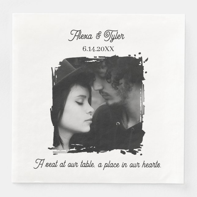 A Seat at our Table | Photo Template Wedding Napkin (Front)