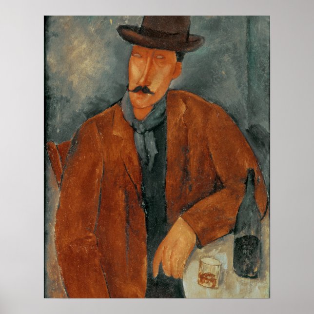 A seated man leaning on a table poster (Front)