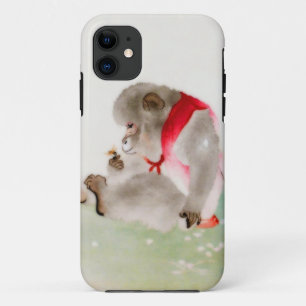A Seated Monkey Observing An Insect iPhone 11 Case