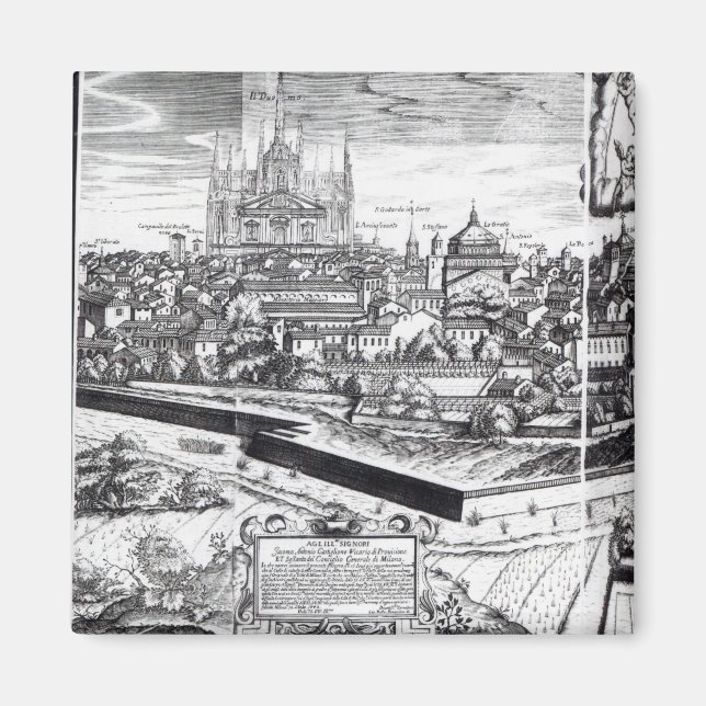A Section of a Map of Milan, 1640 Magnet (Front)