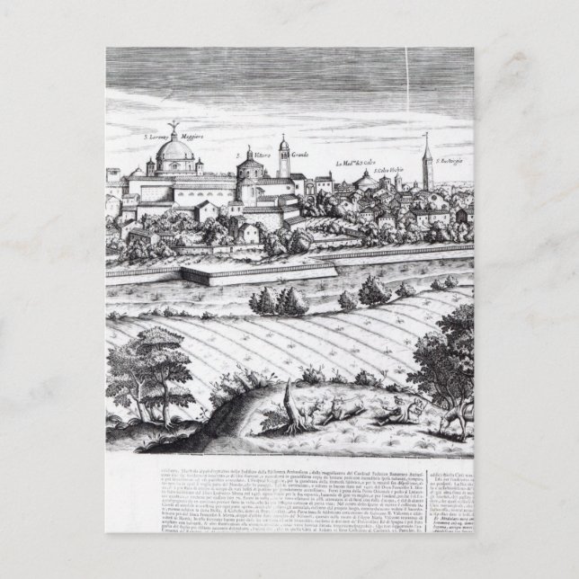 A Section of a Map of Milan, 1640 Postcard (Front)