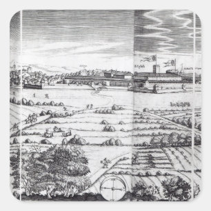 A Section of a Map of Milan, 1640 Square Sticker