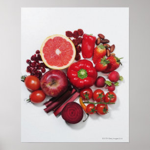 A selection of red fruits & vegetables. poster