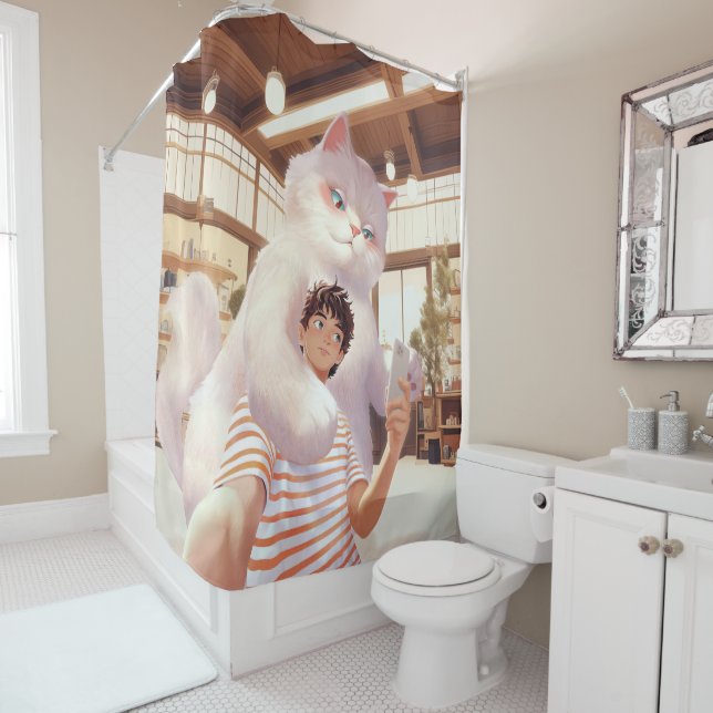 A Selfie with the Fluffy Giant Shower Curtain (In Situ)