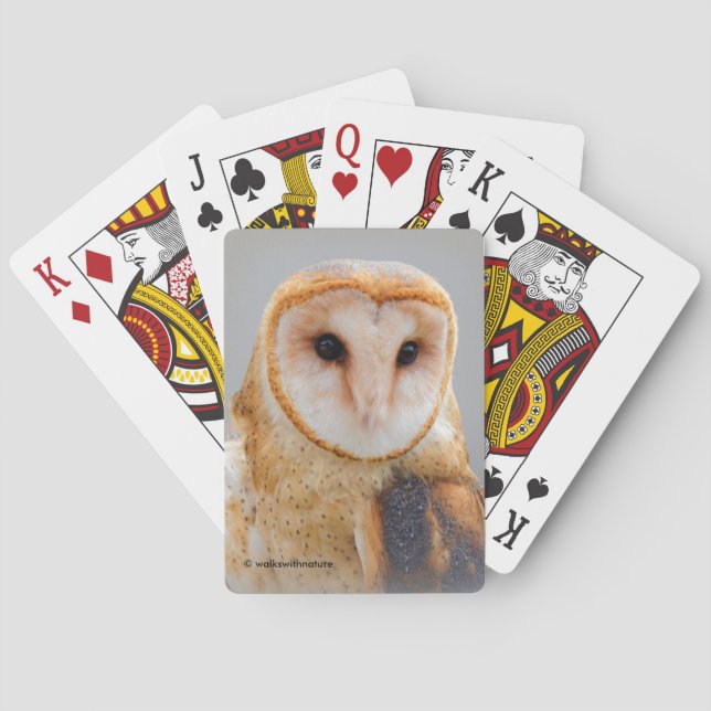 A Serene and Beautiful Barn Owl Playing Cards (Back)