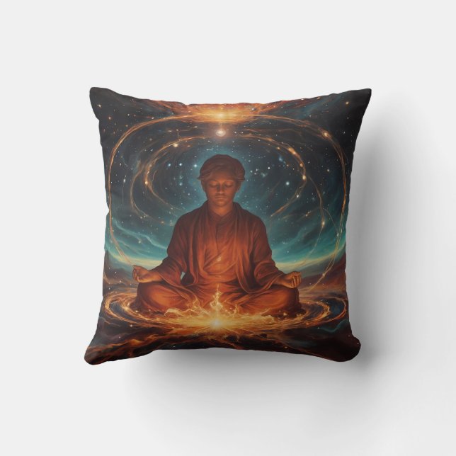A serene figure in a meditative pose cushion (Back)